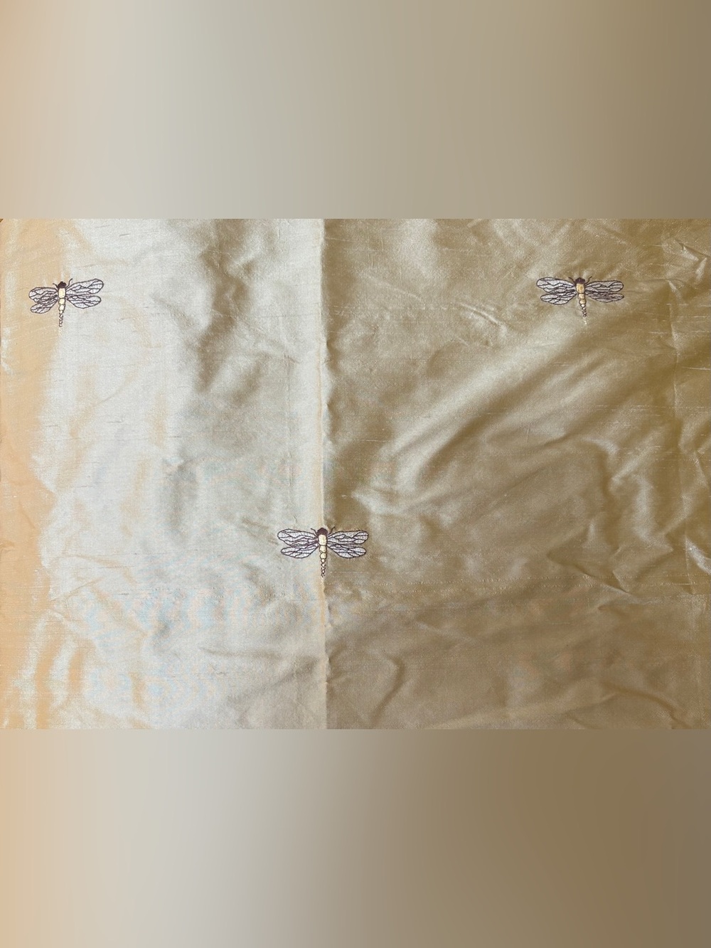 Vintage Kravet Couture embroidered dragonfly Silk fabric